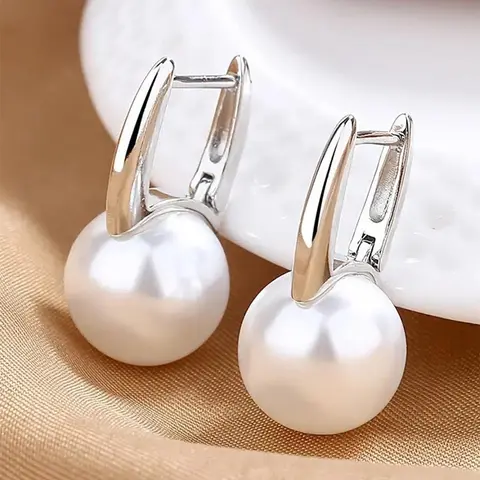 1 Pair Faux Pearl Decorated Dangle Earrings, Elegant Drop Earrings for Women, Versatile Earrings, Fashion Jewelry for Party, Daily Clothing Decor for Girl, Trendy Jewelry, Dangling Earrings