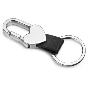 PESOENTH Men Leather Keyring Car Key Chain Ring Black Car Smart Keychain Key Holder Key Fob Clip on Belt Loops for Women