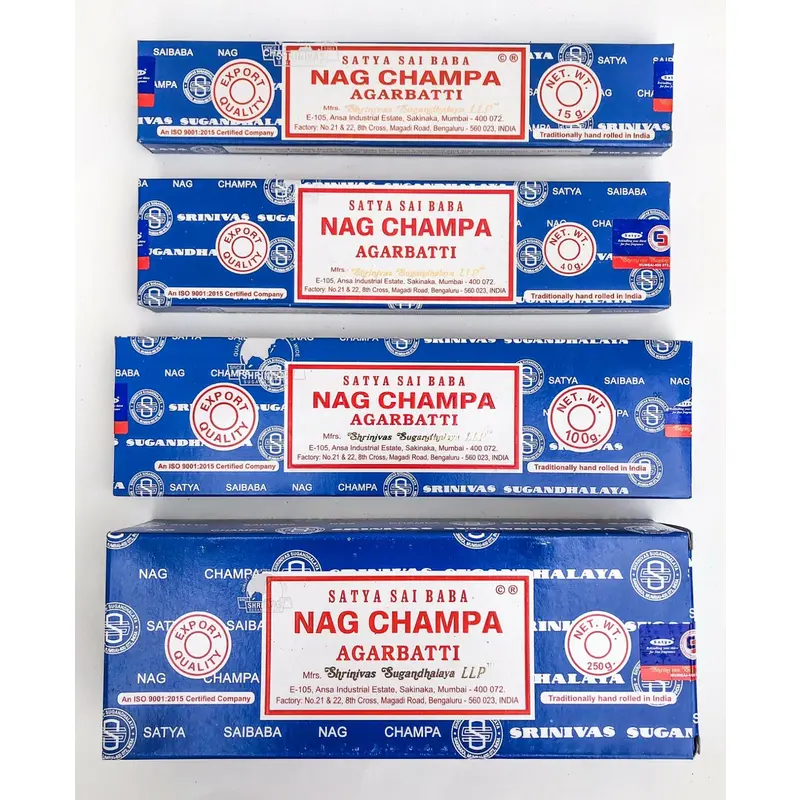 Satya Nag Champa Incense Sticks Blue Box 15 40 100 250 gms Hand Made in India Soothing Aroma Perfume Hand