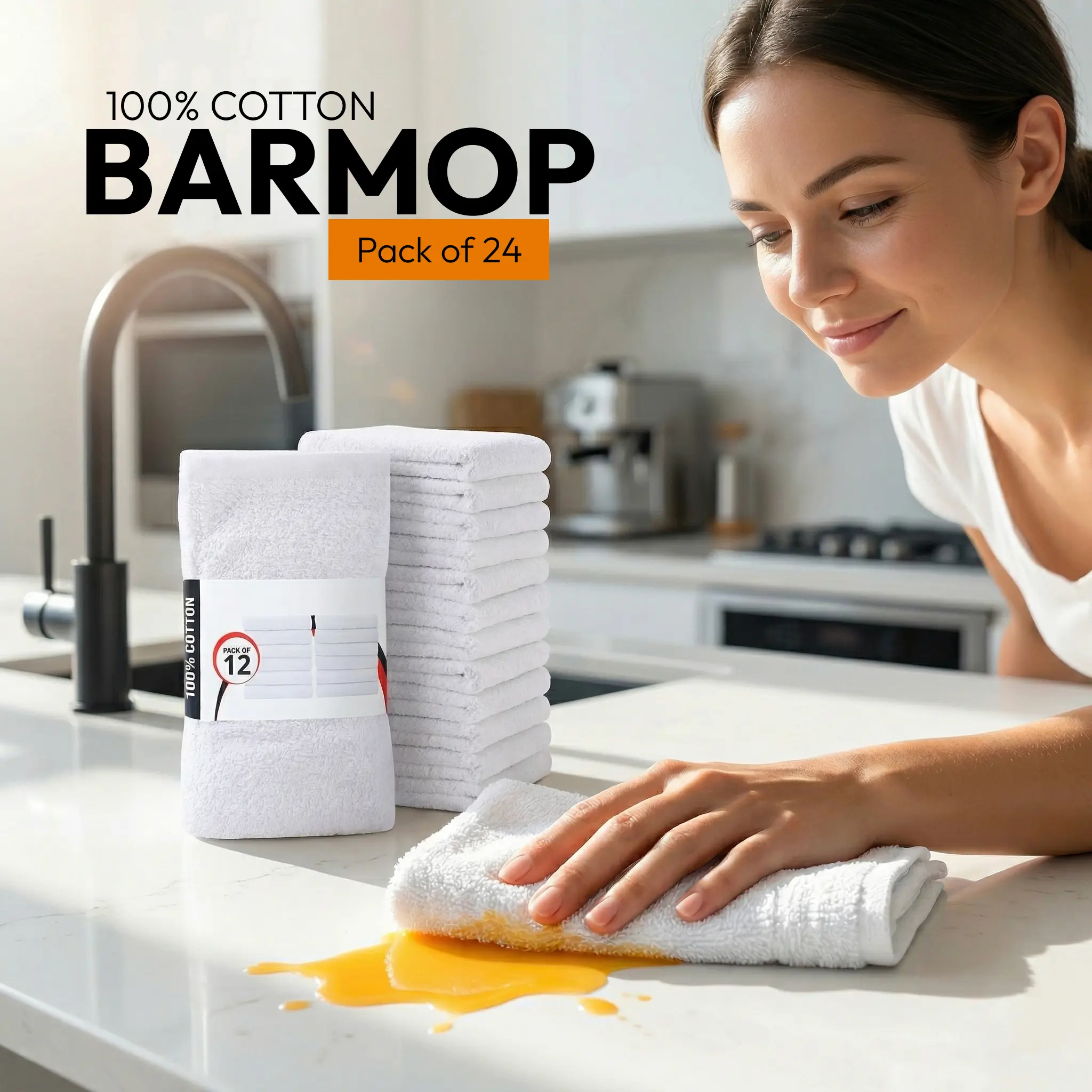 Utopia 100% Cotton Soft Cleaning Towels, Reusable Washable Multi-Purpose Absorbent Cloths (12-Pack, 16x19 in) for Kitchen & Home Care Supplies, Soft Cleaning Towel