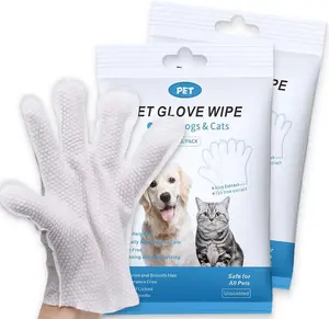 【HolidayHaul 】EVEREASY PET Glove Wipes，Freshening Grooming Dog&Cat Disposablepet hair removal tool Satisfied skin care Outdoor No-clean Hypoallergenic Facial Disposable No-Rinse Grooming Formulated for petwipes Deodorizing sticky hair#petlife  6Pcs/Bag