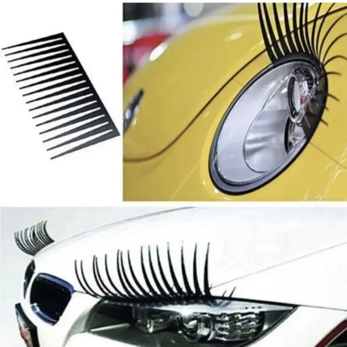 2Pcs 3D Cute Headlight Eyelashes Vinyl Decals, Sports & Outdoor Car Accessories, Vehicle Headlight Decor Stickers That Mimics Eyelash Look for Any Vehicle, Headlight Decals