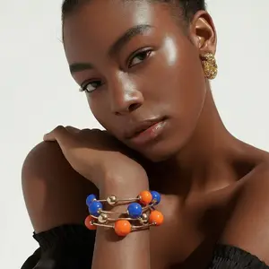 She’s Pop’n - 3 PCS Metal Ball Stretch Bracelets