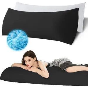 Memory Foam Body Pillow with Cover, Full Large Body Pillow Insert for Adults with Envelope Closure Pillowcase, Firm & Fluffy Long Bed Pillows for Sleeping (20x54 inch, Pitch Black)