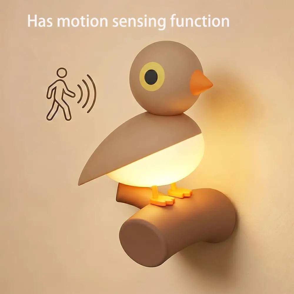Magnetic Night Light with Motion Sensor & Light Sensor, Rechargeable Cute Bird Portable Table Lamp, Touch Control Bedside Lamp with Magnetic Perch, Cute Decorative Wall/Desk Lamp with Timer for Bedroom, Hallway, Stairs, Bathroom, Festive Presents