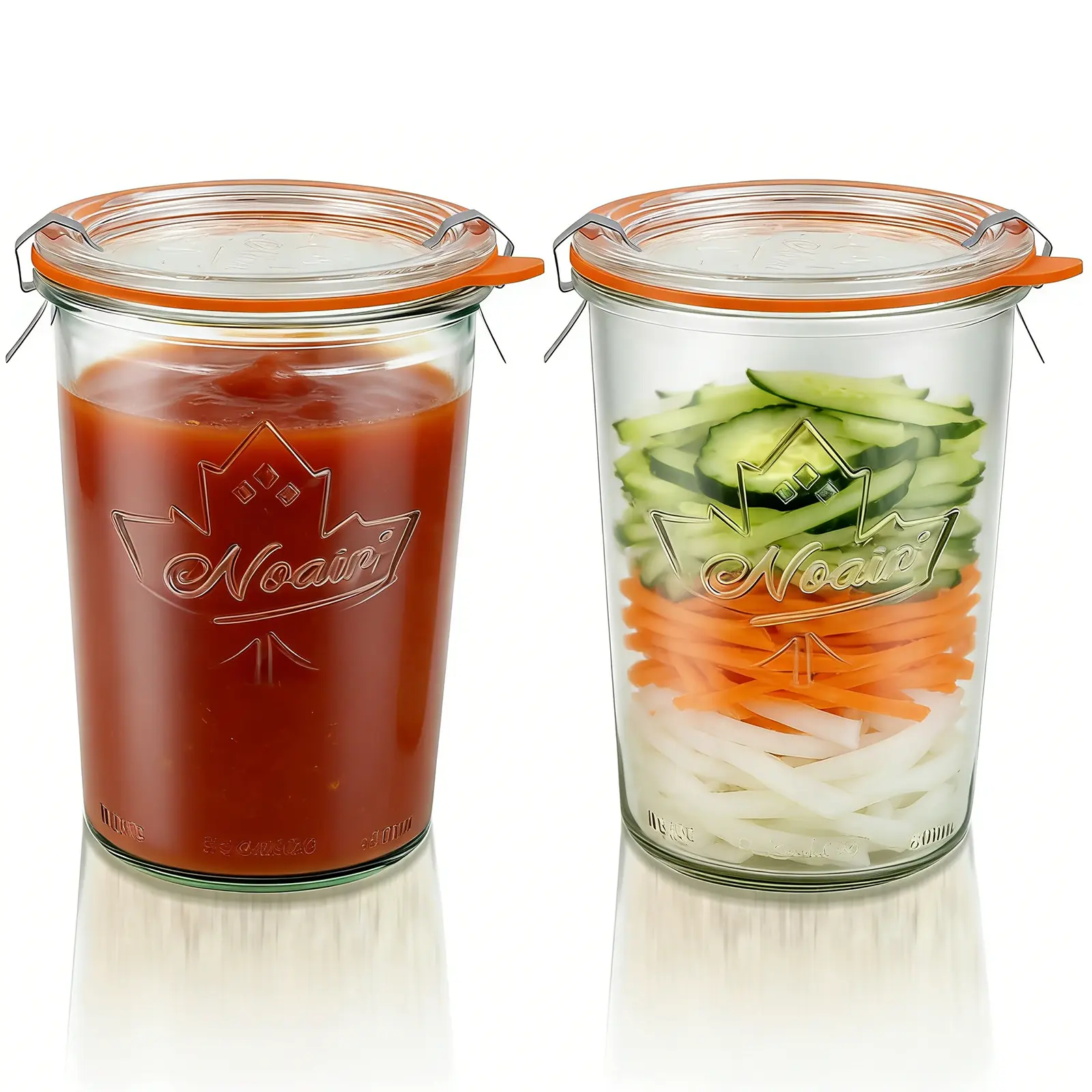 Glass Meal Prep Container Set with Airtight Lid – Leak-Proof Wide Mouth Jars for Kitchen Storage, Sourdough Starter, Jam, Summervibes