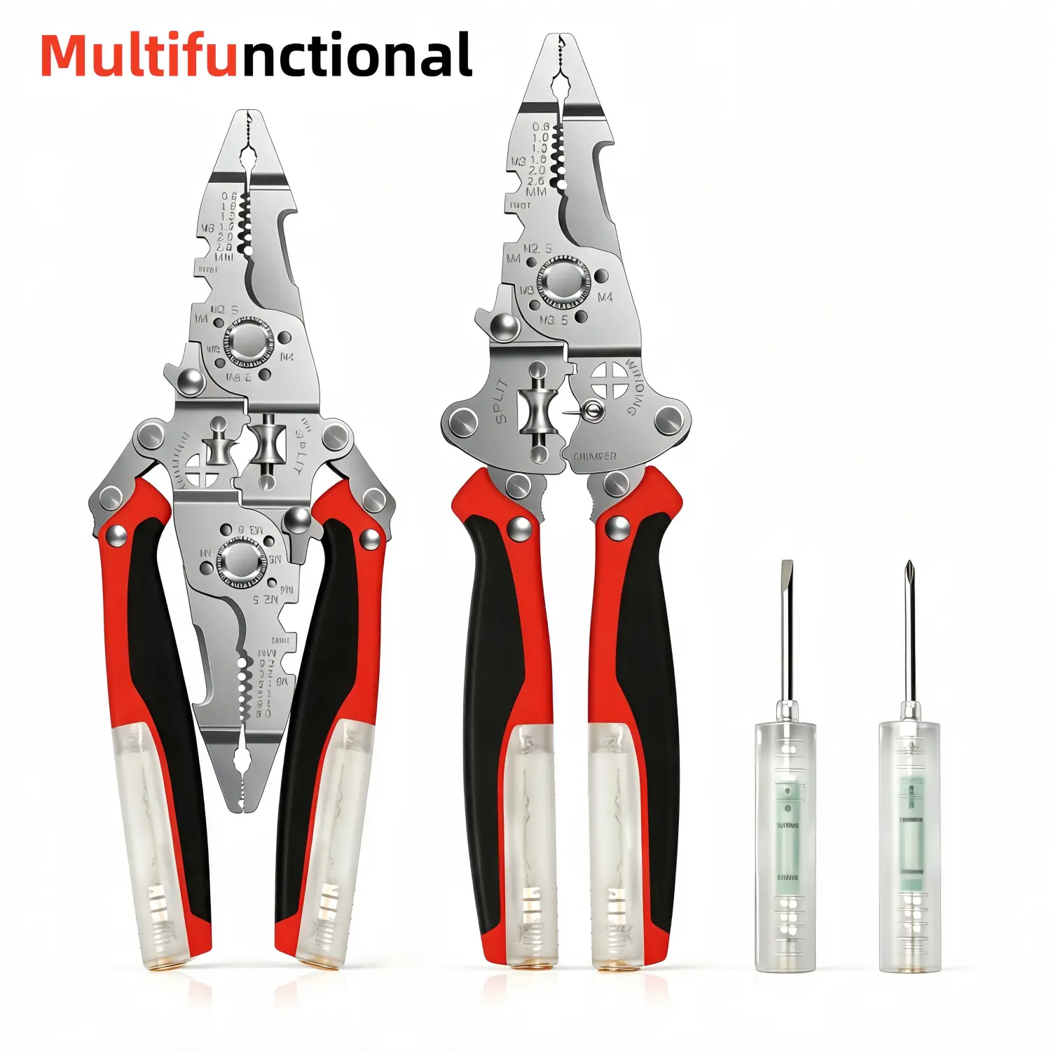 Standard Edition 16-in-1 Multifunctional Wire Stripper Crimper Pliers Kit, Heavy-Duty Stainless Steel Electrician Hand Tools with Voltage Test Screwdrivers, for Household Circuit Repair, Automotive Wiring, Electrical Maintenance