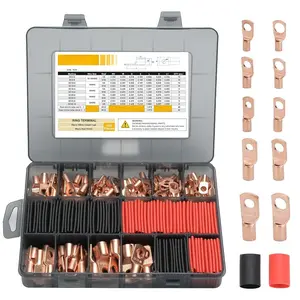 Thickened Copper LugsElectric Wire LugsAWG2 4 6 8 10 12Gauge80Pcs Heavy Duty   Lugs Ends Ring Terminal Connectors80Pcs 3:1 Heat Shrink Tubing Assortment Kit Set160pcs
