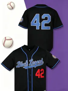 Baseball Jersey Size 42, Quick-Dry Short Sleeve, High-Quality Experience, Casual Loose-Fit Button Front Design for Spring & Fall