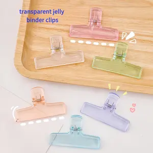 6pcs Creative Transparent Jelly Long Tail Clips, Student Acrylic Paper Clip, High Aesthetic File Folder, Document Organizer, Fastener Clip, Multifunctional Stationery