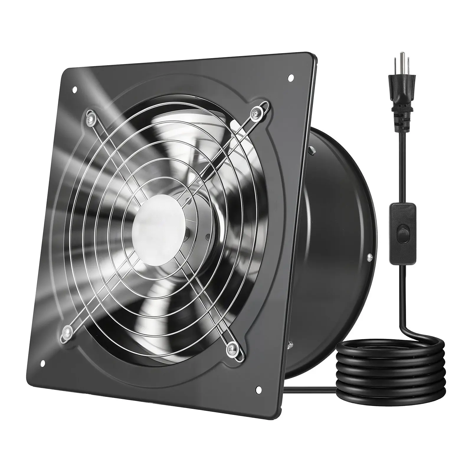 【DealsForYouDays】VEVOR 10 Inch Exhaust Fan, 988 CFM High Velocity Wall Mount Vent Fan with On/Off Control, Low Consumption, Portable Ventilation Extractor for Attic,Garage,Basement,Workshop,Kitchen, Chicken Coop,Black