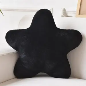 Star Pillow, Decorative Throw Pillows for Bed Couch, 15" Star Shaped Pillow Plush Floor Cushions Room Decor Pillow with Faux   for Sofa Bedroom Living Room (Black, 15" x 15")