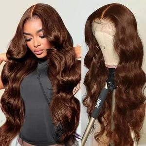13x6 Chocolate Brown Body Wave Wig HD Lace Front Human Hair Wigs Body Wave Human Hair Wig 36Inch 180Density Colored Human Hair Wigs For Women #SummerVibes summerwins