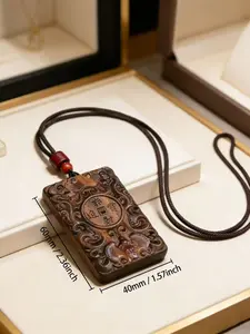Agarwood Carved Pendant, Wealth and Prosperity Charm, Unisex Chinese Style Hanging Ornament, Real Photo, Feng Shui Lucky Token, Amulets