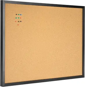 24'' x 36'' Cork Board Bulletin Board, Black Oak Framed Corkboard, Vision Board and Decorative Hanging Pin Board