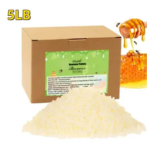 5LB white beeswax, cosmetic beeswax, triple-filtered beeswax, for making candles, DIY projects, soap (light green packaging)