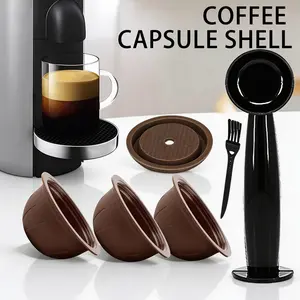 Reusable Silicone Coffee Capsules Set, Reusable Filter 150ML/230ML Fillable, Includes Presser & Brush, Compatible with Vertuo Series Coffee Machines