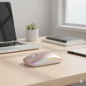 Ultra-Thin Silent Wireless Mouse, 2.4G RGB Gaming Office Mouse, Dual-Mode Portable with Magnetic USB Receiver for Laptop PC Tablet Multi-Device