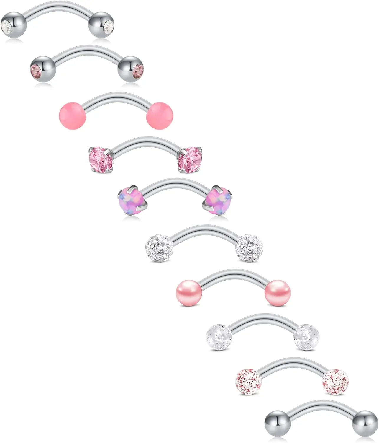 10 count Eyebrow Rook   16G Earrings Vertical Labret Lip  Curved Barbell Eyebrow Rings  Small  Rings Ear Rook Helix Conch Daith