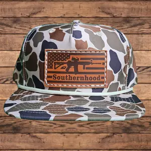 Leather Flag Patch, Classic Duck Camo Rope Hat