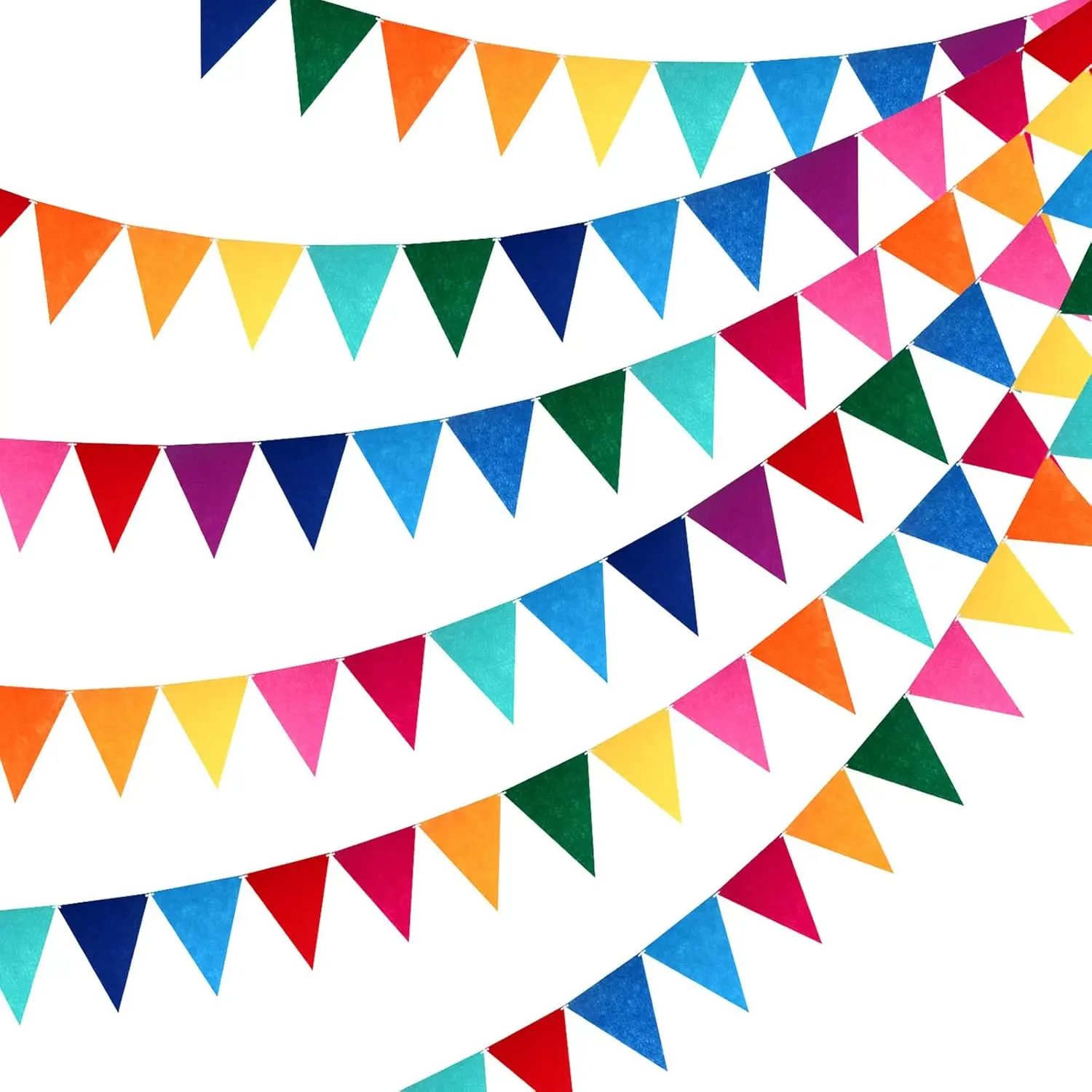 6 Sets Rainbow Pennant Banner Flags Garland Multicolor Bunting String Triangle Flags Bulk Rainbow Bunting for Carnival Birthday Party Festival Decorations(Rainbow Colors)