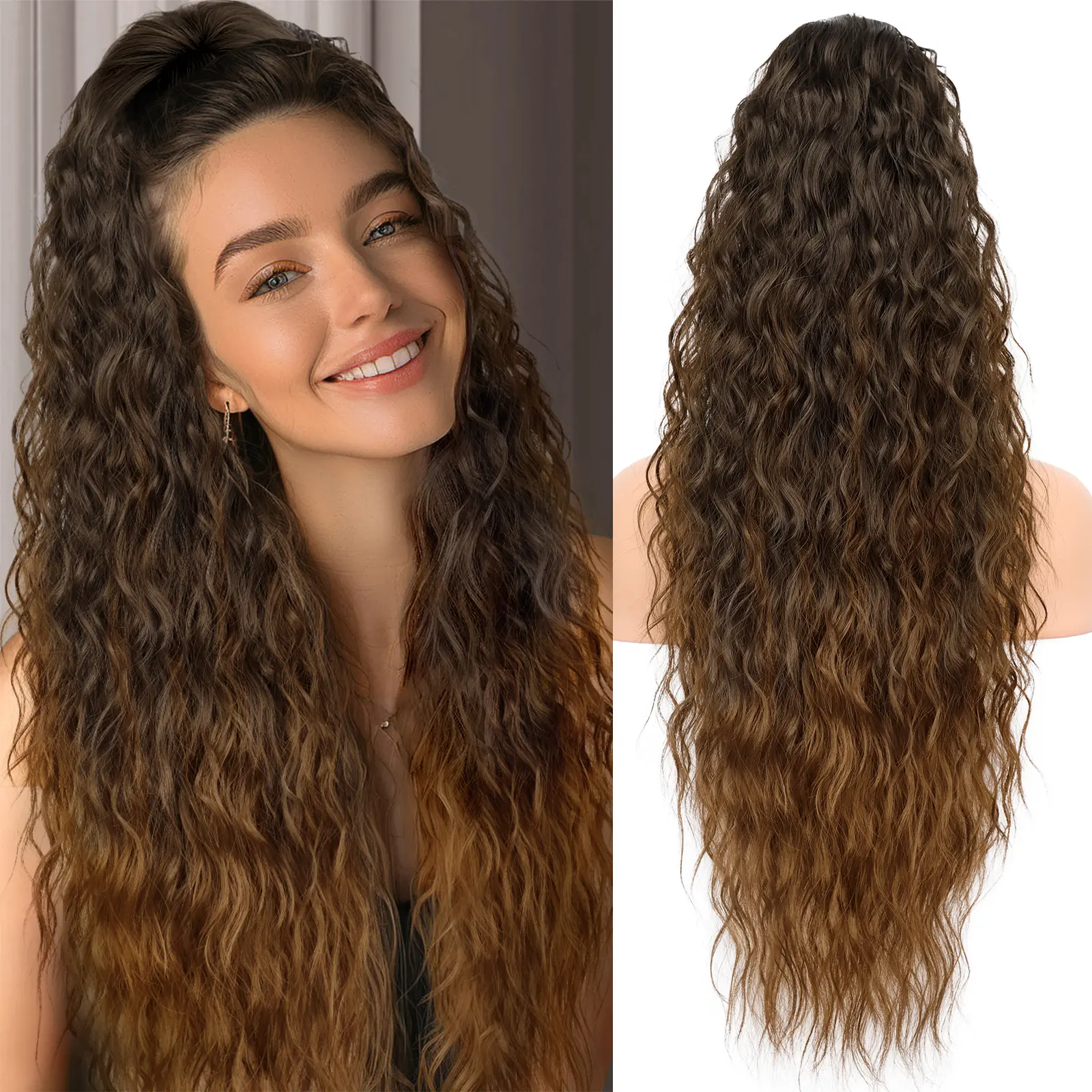 Almand Brown Claw clip Ponytails