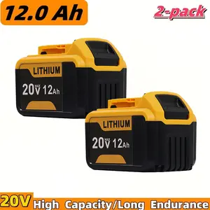 2-Pack 12.0Ah Replacement Battery for Dewalt 20V Max, Compatible with Dewalt 20Volt XR Max Lithium-Ion Batteries (Models: DCB200) and DCD/DCF/DCG Series Power Tools (Yellow)