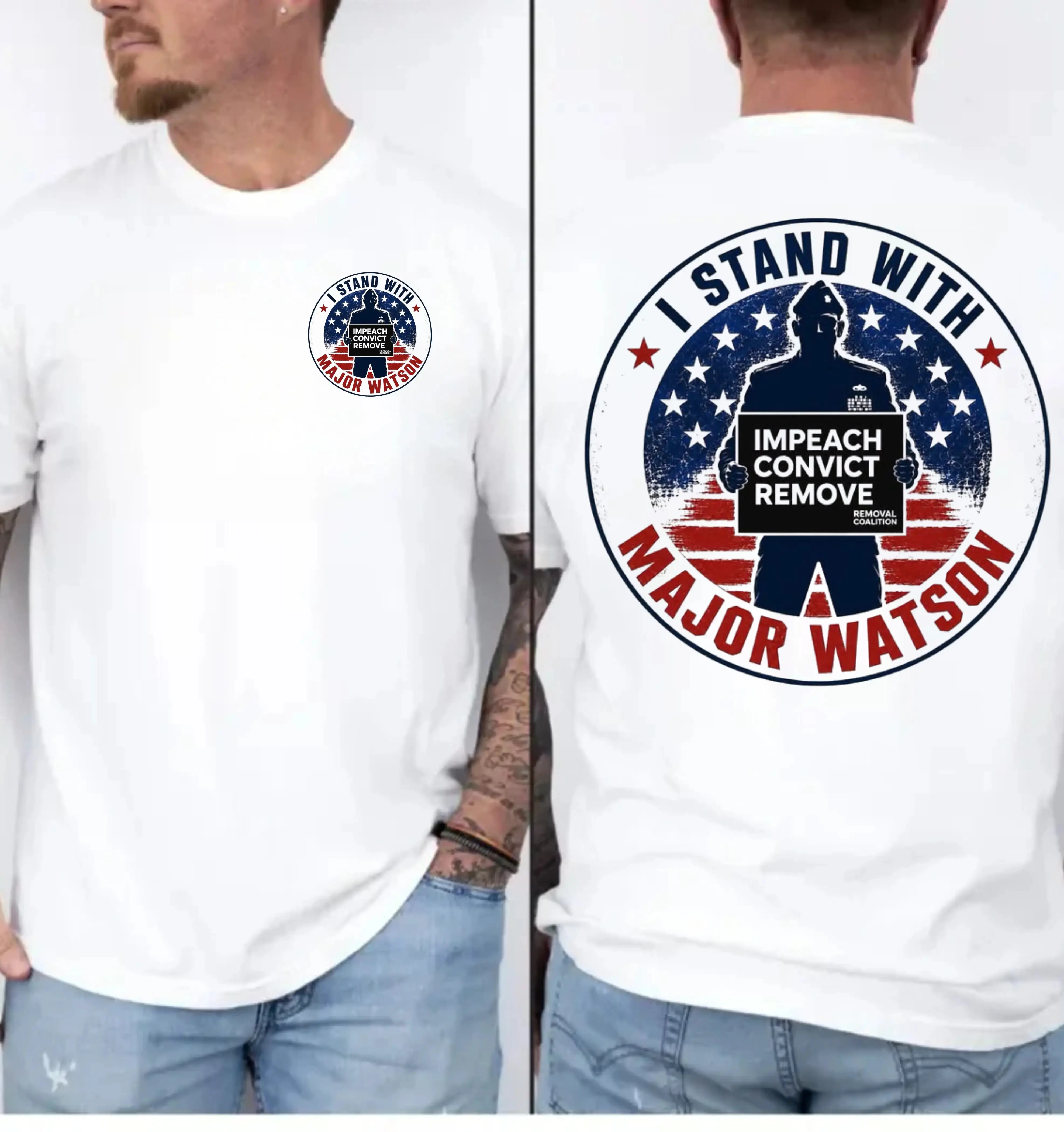 Women's I Stand With Major Watson Graphic Pullover Hoodie - Unisex Casual Loose-Fit Cotton-Polyester Tee, Classic Style Top