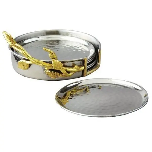7-Piece Golden Vine Hammered Coaster & Placemat Set, Kitchenware Tableware Accessory (7 pieces included), Seven Pieces