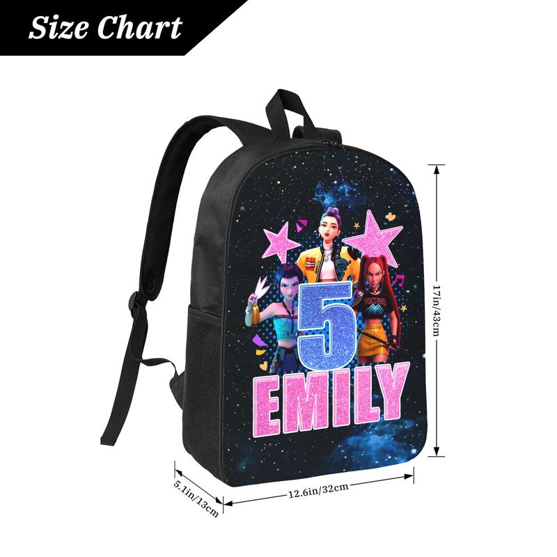 KPop Demon Hunters School Backpack Rumi Mira Zoey Huntrix Travel Bag Lightweight College Back Pack Black School Backpack Waterproof High School Book Bag Cute Backpack for Men Teens Lightweight Simple Middle School Back Pack Daypack