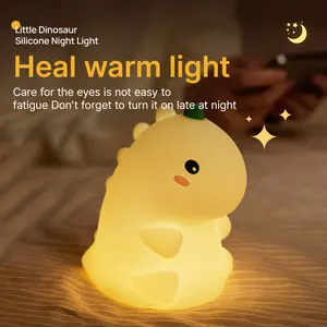 Cute Dinosaur Silicone Night Light LED Touch Bedside Lamp forKids Baby Nursery Room Gift Dinosaur Themed LED Night LightEye-Caring Bedside Lamp Best Gift for Baby Kids Boys