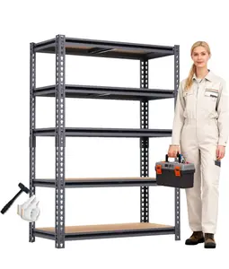 5-Tier Storage Shelving Unit, Metal, for Kitchen, Garage, Laundry Room, Adjustable, 35" L x 16" W x 73" H, Rectangular