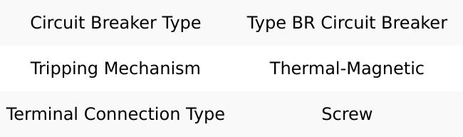 Eaton Cutler-Hammer 50 Amp, 120/240 VAC, 2 Pole, Plug In Type BR Circuit Breaker Thermal Magnetic Trip, 10 kA Breaking Capacity, 14-4 AWG BR250