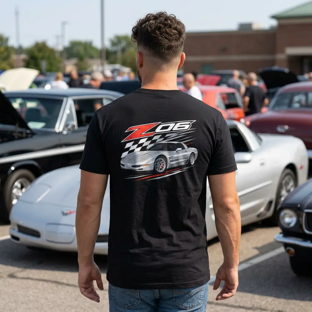 C5 Z06 2003-2004 T-Shirt - Corvette American Muscle Car Graphic Tee - Performance Sports Car Gift for Car Lovers - Unisex Gildan 5000 Cotton Shirt S-5XL