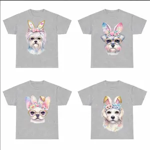 Easter Dog Graphic T Shirt, Watercolor Bunny Ear Puppy Tee, Floral Crown Glasses Design, Trendy Pastel Spring Shirt, Gift for Pet Lovers