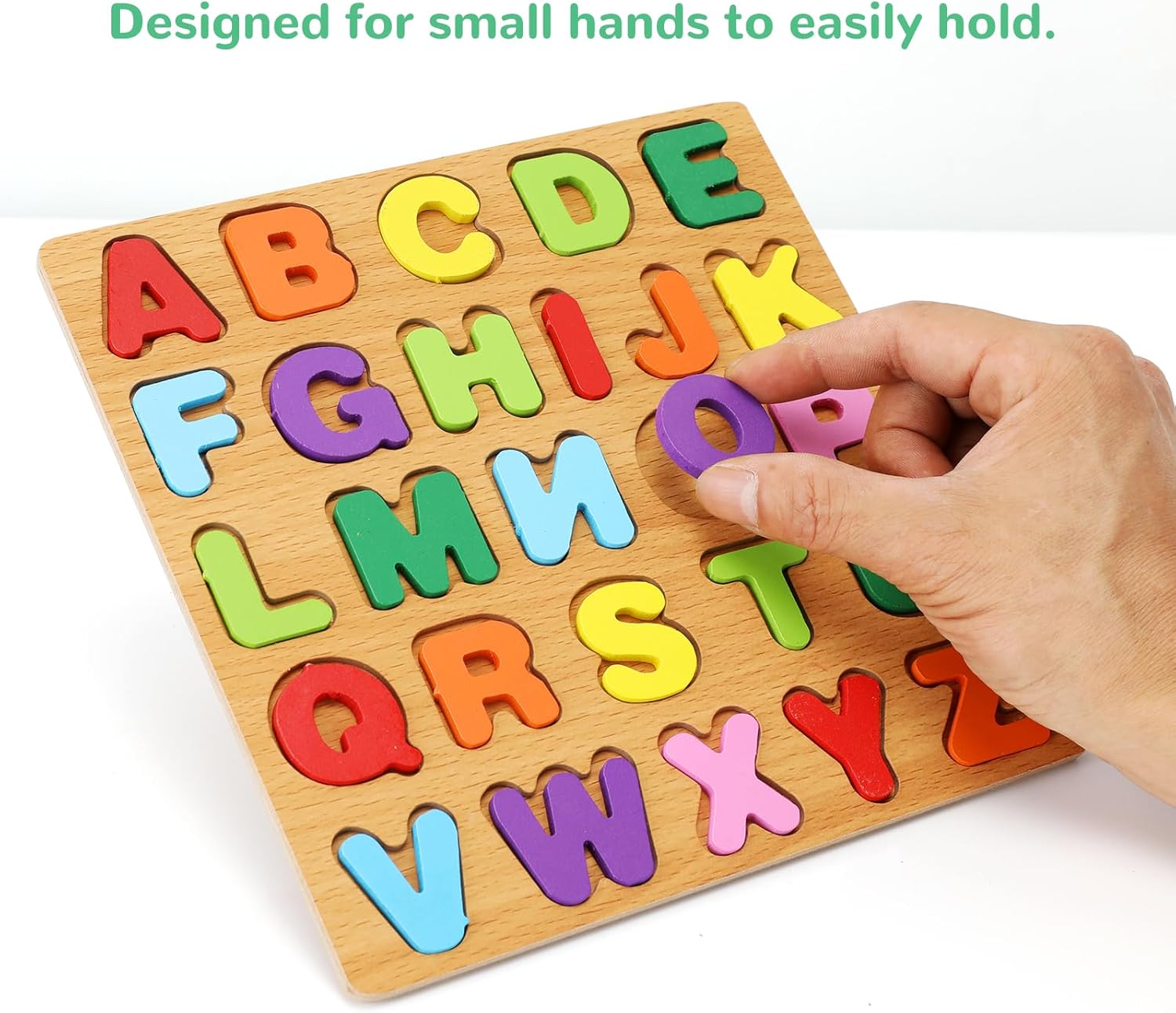 3-Pack Wooden Alphabet Puzzle Set, Unisex Preschool Montessori Educational Toys for 3-5 Years Kids with ABC Letter, Number & Shape Learning, Kids Learning Materials for Boys & Girls
