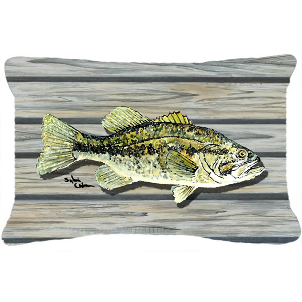 CAROLINE'S TREASURES Handmade Smallmouth Bass Decorative Pillow - Fish Bass Polyester Home Décor, 12x3x16in, Fade-Resistant, Mildew-Resistant, Machine-Washable Indoor/Outdoor Handmade Product Pillow