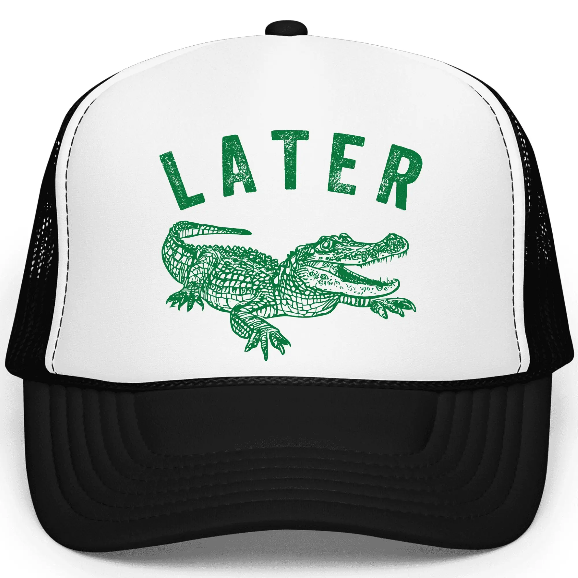 Later Gator Trucker Hat for Men & Women - Funny Quote Snapback - Retro Style Adjustable Cap - Dad Joke Mesh Hat - Alligator Graphic Hat