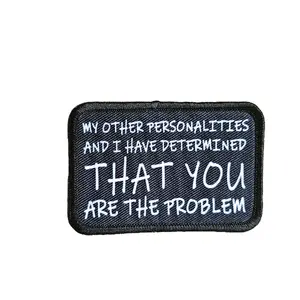 My other personalities and I have determined that you are the problem patch 2" x3" inch morale patch hook and loop backing black and white
