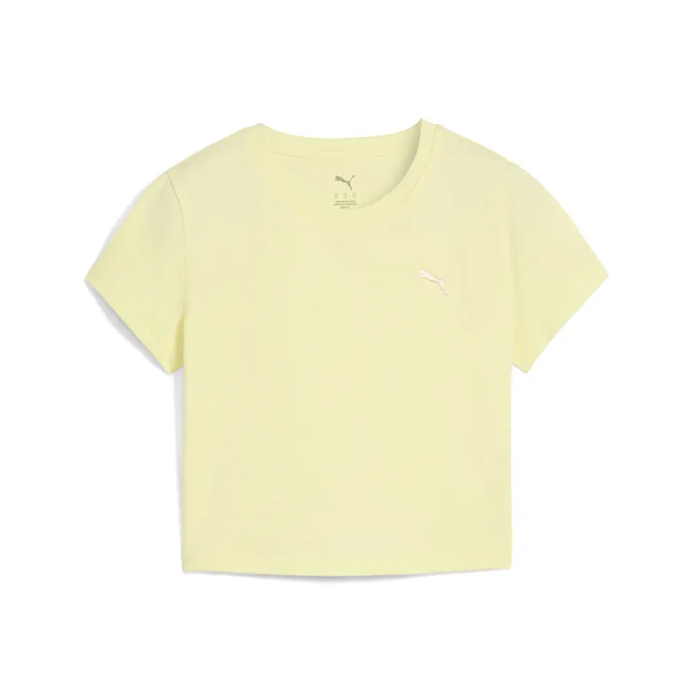 PUMA Womens Wardrobe Essentials Cropped Crew Neck Short Sleeve Casual Tops Casual - Yellow