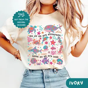 Autism Inclusion Comfort Colors® T-Shirt, All of Us Are Different Neurodivergent Graphic Tee, Ocean Lover Summer SPED Teacher Unisex Apparel