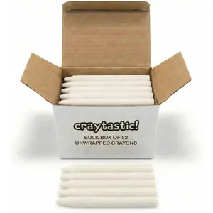 Bulk Unwrapped Crayons Box of 52 (White) for Crafting Parties Kids Paperless Crayons No Paper Wrapper Safety Tested Compliant with ASTM D-4236