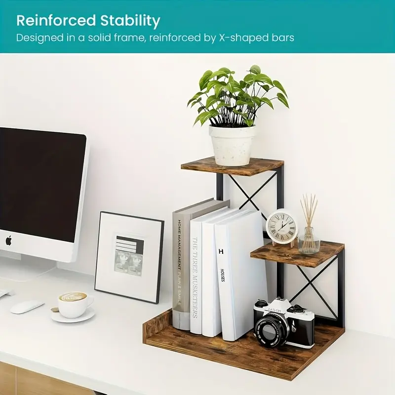 3-layer wooden desktop storage rack - decorated desktop storage rack, saving space for office bookshelves, suitable for home decoration and desktop accessories