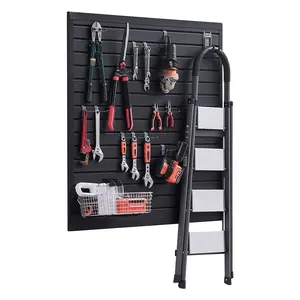 summervibes VEVOR Slat Wall Paneling, 4x 4 ft, PVC Garage Slatwall with Modular Design, Black Slat Wall Easy-to-Install Adjustable Slatwall Panel with Coupling Structure DIY Cutting, Fits for Storage Display