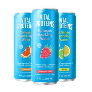 Vital Proteins Collagen Sparkling Water, VERISOL Collagen Peptides + Vitamin C, 0g Sugar, Skin Support Drink Variety 3-Pack (Strawberry Blossom, Blood Orange, Citrus Lime), 12 fl oz