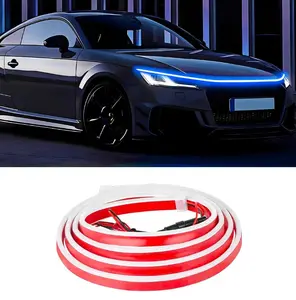 Car LED Hood Light Strip 71 Inch Dynamic Scan Start Up Hoodbeam Kit Universal Fit for Cars SUVs Trucks Dual-Color White Amber DRL Turn Signal IP67 Waterproof