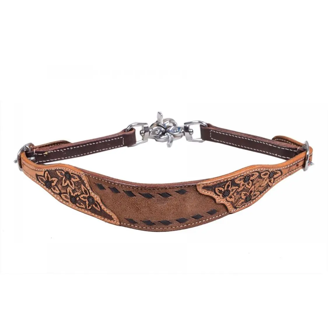 Chocolate Oiled Rough Out Leather Wither Strap w/ Black buck stitch