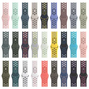 Nike Compatible Apple Watch Silicone Strap Two-tone Breathable iWatch Band for Electronic Gadgets Versatile Colors Easy Fit