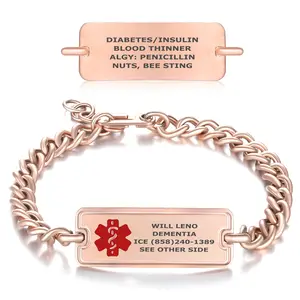 Custom Engraved Alzheimer’s / Dementia Medical ID Bracelet with  Safety Clasp