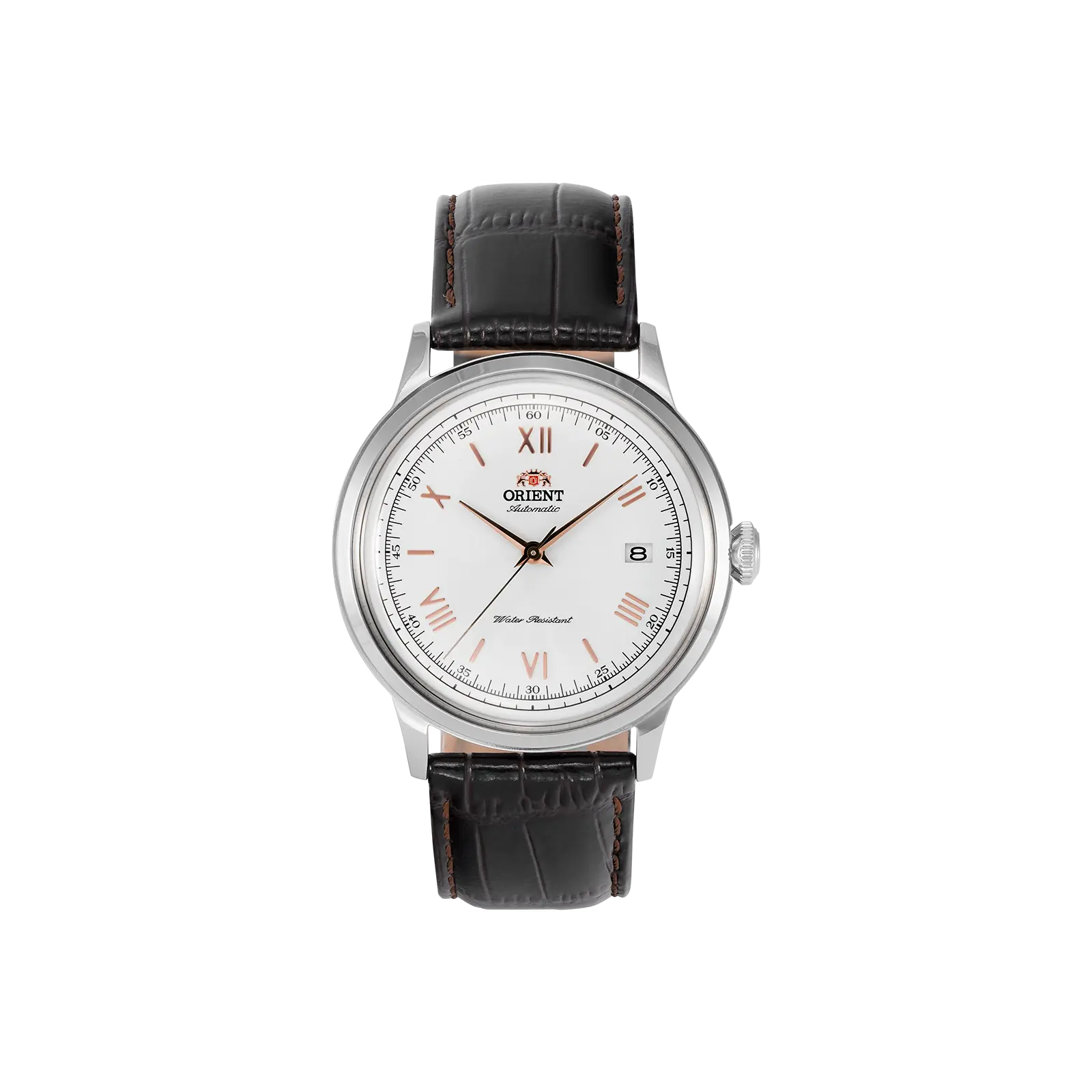 Orient Bambino Version 2 Men's 40.5mm Automatic Analog Mechanical Dress Watch, TAC00008W0, Leather Band with Buckle, Stationary Bezel, Date Dial, 12 Months Warranty